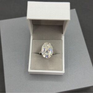 20ct oval cut big real Moissanite vvs1 color D Promise ring size 6